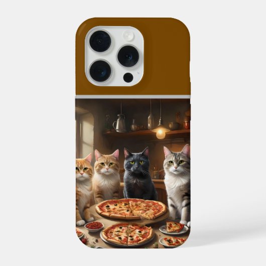 猫のピザパーティーの夜, iPhoneケース (裏面)