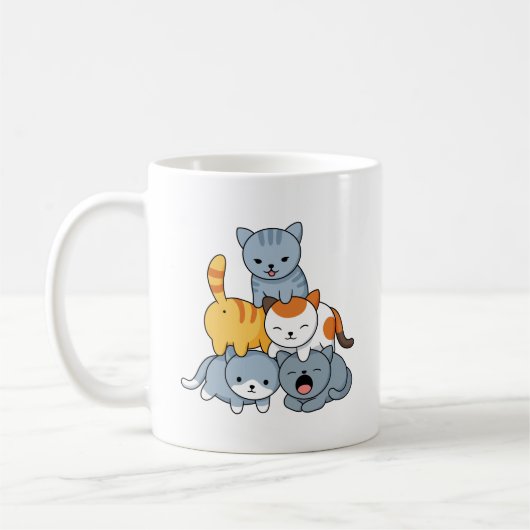 猫のピラミッド - 猫の集団 コーヒーマグカップ (左)