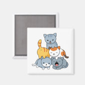 猫のピラミッド - 猫の集団 マグネット (正面/裏面)