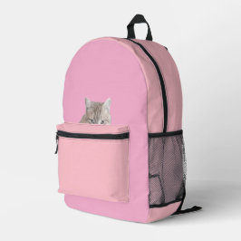 猫のピンクのバックパックを錆ばす プリントバックパック