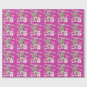 猫のピンクはあなたの年齢の名前の第5誕生日の覆いを加えます ラッピングペーパー (フラット)