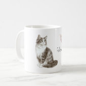 猫のピンク蝶の夢 コーヒーマグカップ (正面左)