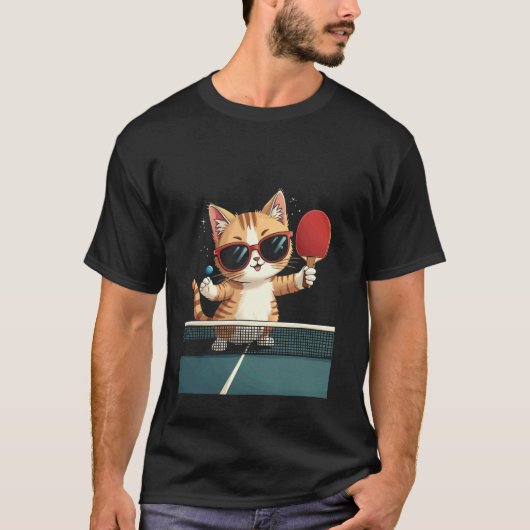 猫のピンポン Tシャツ (正面)