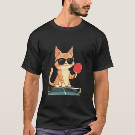猫のピンポン Tシャツ (正面)