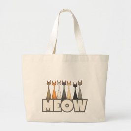 猫のピーク Funny Meow Peeking Cats | 猫のユーモア グラフィックアート ラージトートバッグ