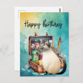 猫のフィッシング愛好家 誕生日フィッシング ポストカード (正面/裏面)