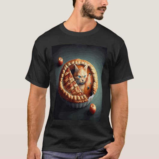 猫のフットボールアップルパイ Tシャツ (正面)