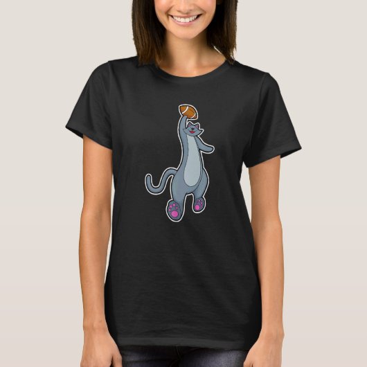 猫のフットボールスポーツ Tシャツ (正面)