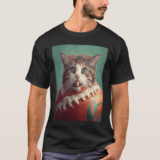 猫のフットボールドーナツ Tシャツ (正面)