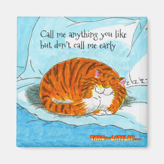 猫のフラップ磁石を通して「早く呼ぶな」 マグネット