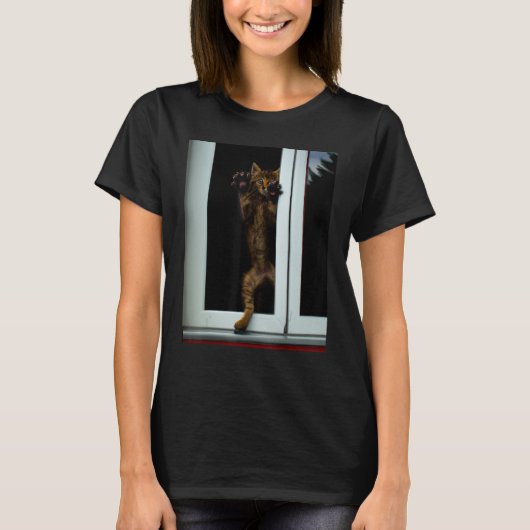 猫のフリークイのアートワーク猫ミーム Tシャツ (正面)