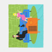 猫のフリースブランケットが付いているレトロのカップル フリースブランケット (正面)