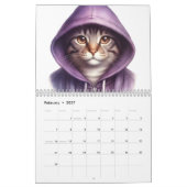 猫のフード付2026年カレンダー12ヶ月 カレンダー (2月 2027)