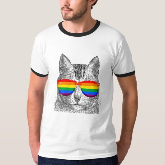 猫のプライドのサングラス Tシャツ (正面)