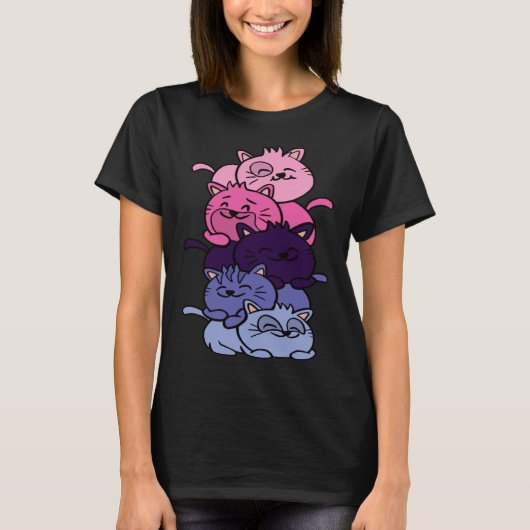 猫のプライドタワー全性愛者LGTBQプライド猫 Tシャツ (正面)