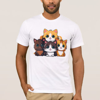 猫のプリントが施されたメンズTシャツ Tシャツ