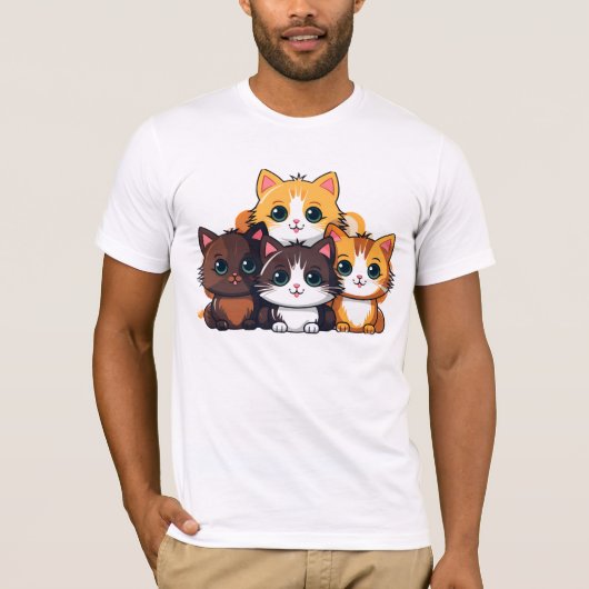 猫のプリントが施されたメンズTシャツ Tシャツ (正面)