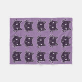 猫のプリントの紫色のフリースブランケット フリースブランケット (正面(横))