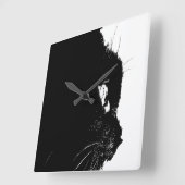 猫のプロフィール スクエア壁時計 (傾斜)