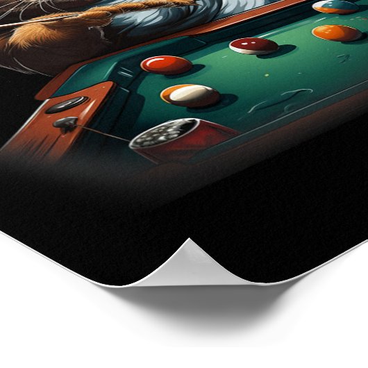 猫のプ遊ールのビリヤードクールは猫が男のおもしろい場合 ポスター (角)