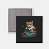 猫のプ遊ールのビリヤードクールは猫が男のおもしろい場合 マグネット (正面/裏面)