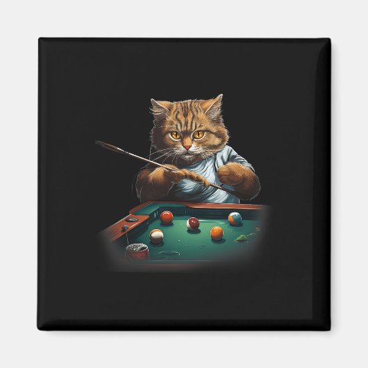 猫のプ遊ールのビリヤードクールは猫が男のおもしろい場合 マグネット (正面)