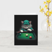猫のプ遊ールのビリヤードクール猫おもしろいたち カード (黄色い花)