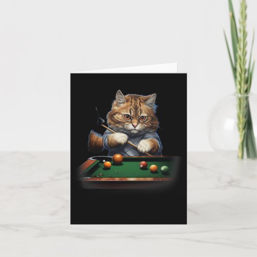 猫のプ遊ールのビリヤードクール猫おもしろいたち カード (正面)