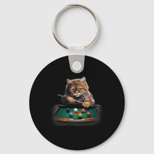 猫のプ遊ールのビリヤードクール猫おもしろいたち キーホルダー
