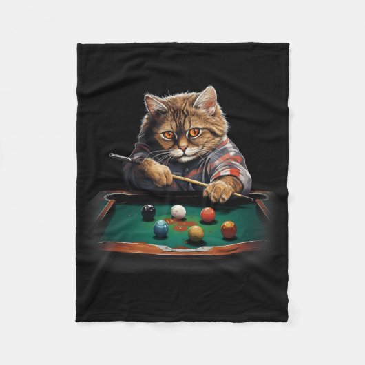 猫のプ遊ールのビリヤードクール猫おもしろいたち フリースブランケット (正面)
