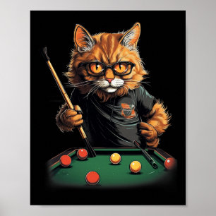 猫のプ遊ールのビリヤードクール猫おもしろいたち ポスター