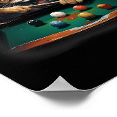 猫のプ遊ールのビリヤードクール猫おもしろいたち ポスター (角)
