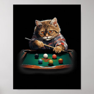 猫のプ遊ールのビリヤードクール猫おもしろいたち ポスター