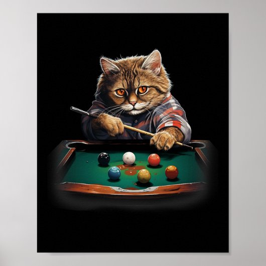 猫のプ遊ールのビリヤードクール猫おもしろいたち ポスター (正面)