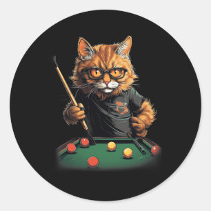 猫のプ遊ールのビリヤードクール猫おもしろいたち ラウンドシール