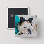猫のヘッドバンドを持つGettyのイメージ|の眠い犬 缶バッジ (正面&裏面)