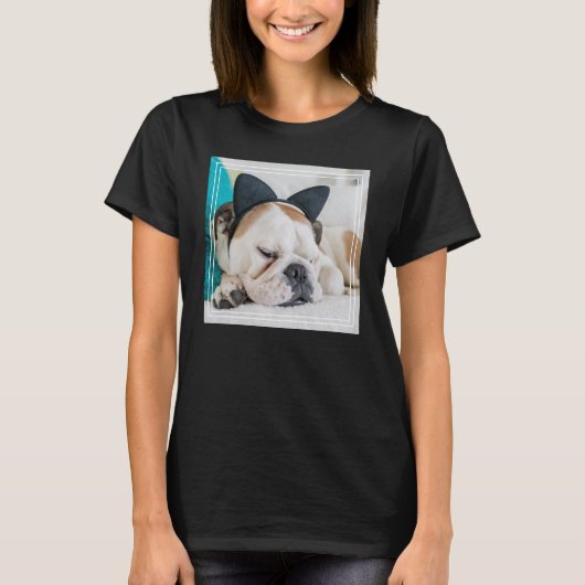猫のヘッドバンドを持つGettyのイメージ|の眠い犬 Tシャツ (正面)
