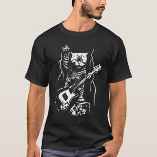 猫のベースギタープレーヤー ロックンロール ギタリスト ベース Tシャツ
