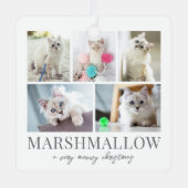 猫のペット写真　クリスマス メタルオーナメント (正面)