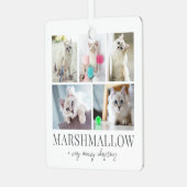 猫のペット写真　メowy クリスマス メタルオーナメント (正面左)