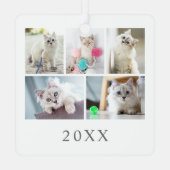 猫のペット写真　メowy クリスマス メタルオーナメント (裏面)