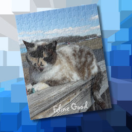 猫のペット写真、家族の夜、楽しいカスタムギフト ジグソーパズル
