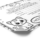 猫のペット採用ぬりえ認定証 ポスター (角)