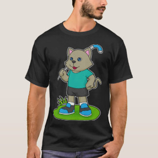 猫のホッケー ホッケーのスティック スポーツ Tシャツ