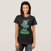猫のホッケー ホッケーのスティック Tシャツ (正面フル)