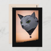 猫のホットエアバルーン ポストカード (正面/裏面)