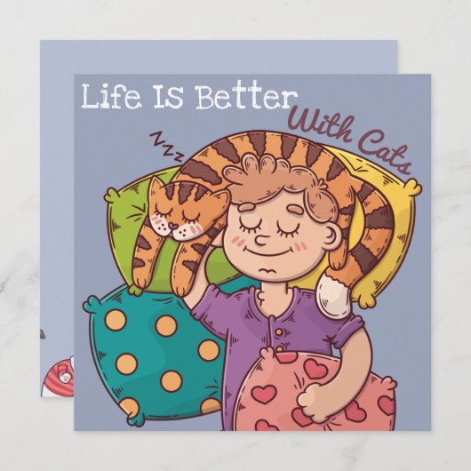 猫のホリデーカードで生活する シーズンカード (正面/裏面)