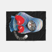 猫のボクシング フリースブランケット (正面(横))