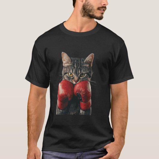 猫のボクシング Tシャツ (正面)