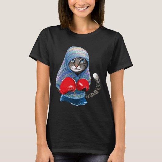 猫のボクシング Tシャツ (正面)